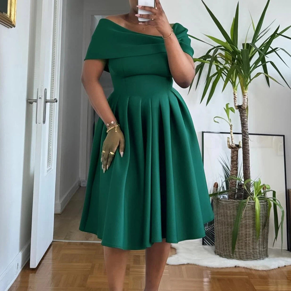 D622  cross-border european and american women's clothing summer off-the-shoulder sexy high-waisted maxi skirt party dress african dress