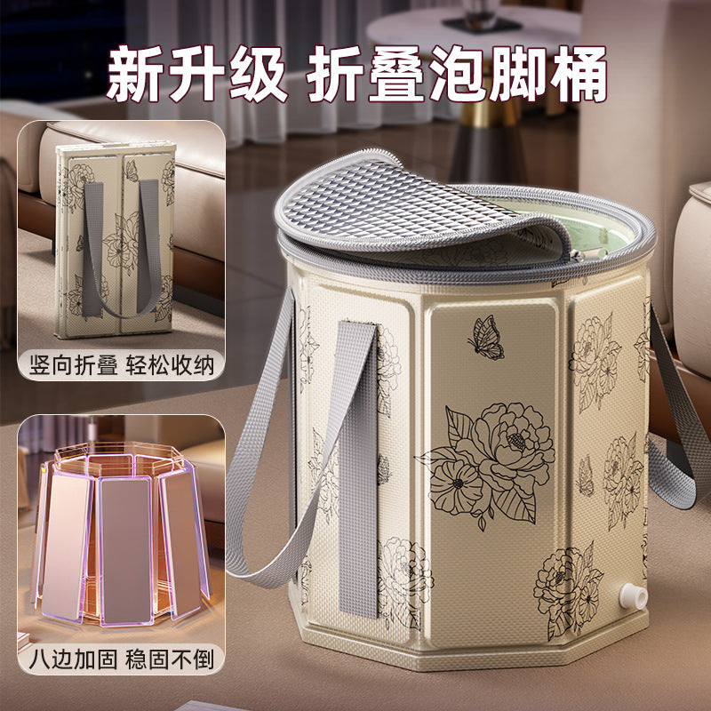 Foot soaking bucket over calf foldable foot soaking bag foot bath bucket health care for home portable footbath heat preservation constant temperature handy gadget