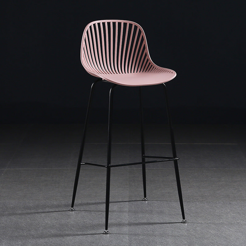 Scandinavian bar chair high stool modern casual plastic bar chair for homepopular back bar stool iron dining chair