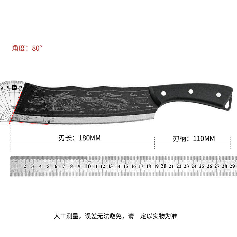 Stainless steel dragon pattern forged dragon-slaying knife - high hardness outdoor camping, picnic, trail clearing, wood chopping, and meat cutting knife