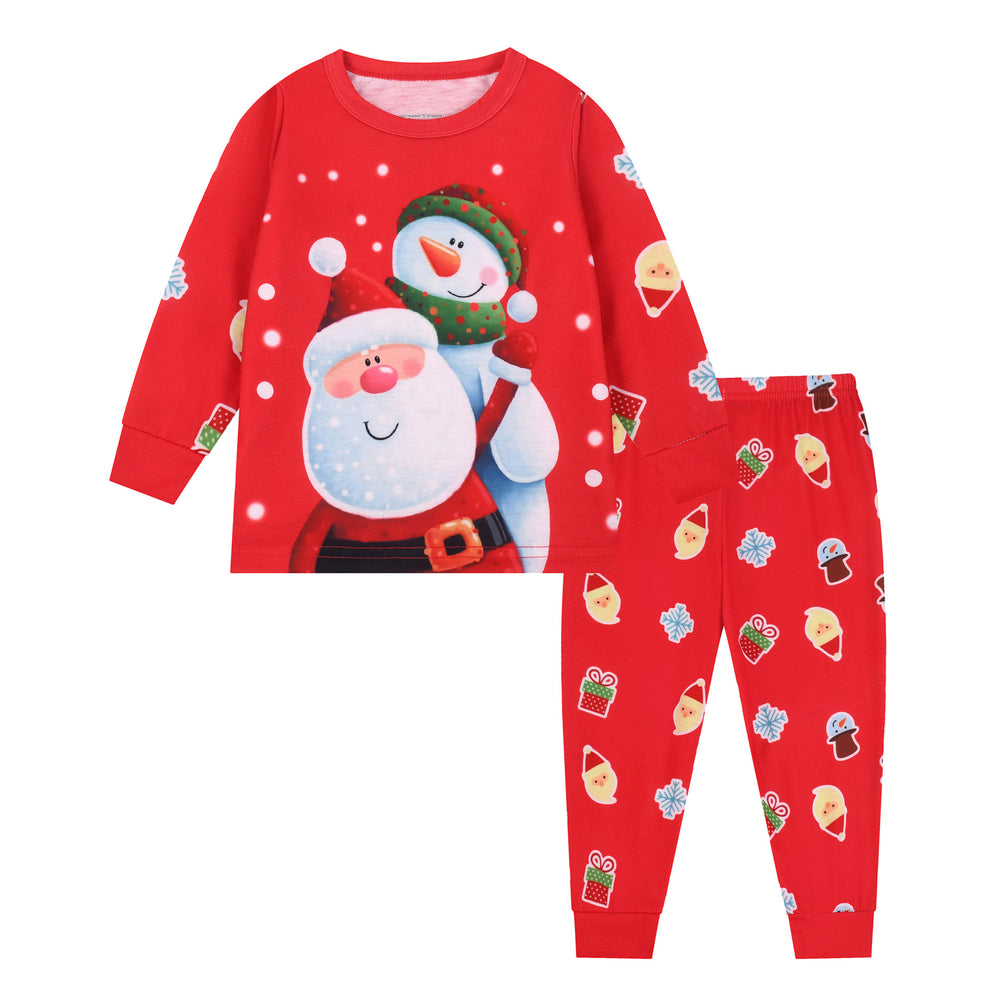 Flame-retardant fabric  hot style  cross-border  new christmas cute snowman children's clothing long-sleeved pants set