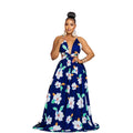 C6302 cross-border   fashion women's floral print sleeveless cami maxi dress