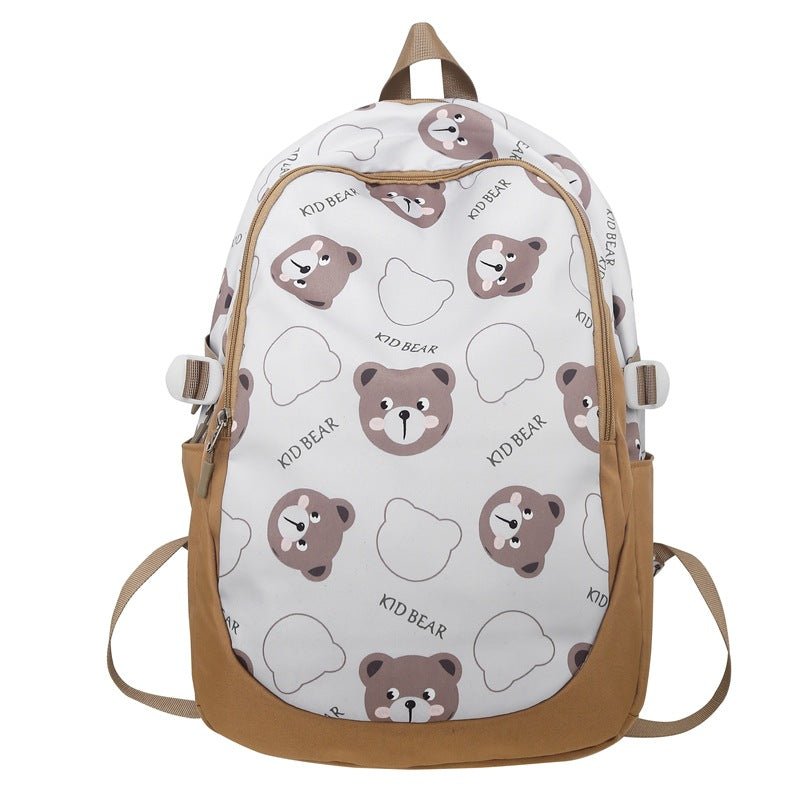 New Bear School Bag Female Junior High School Student High School Student Backpack Versatile Large Capacity High Value Burden Reduction Backpack