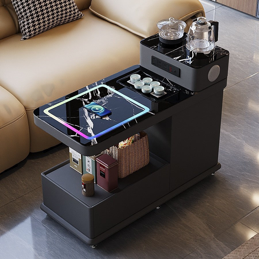 Movable sofa side table, smart water boiling and tea making, with wireless charging, bluetooth audio, all solid wood side table, enlarged water bucket