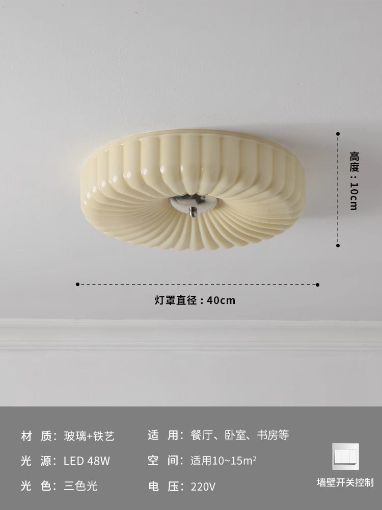 [Strict selection] Bauhaus cloakroom ceiling light medieval vintage French cream balcony foyer glass light