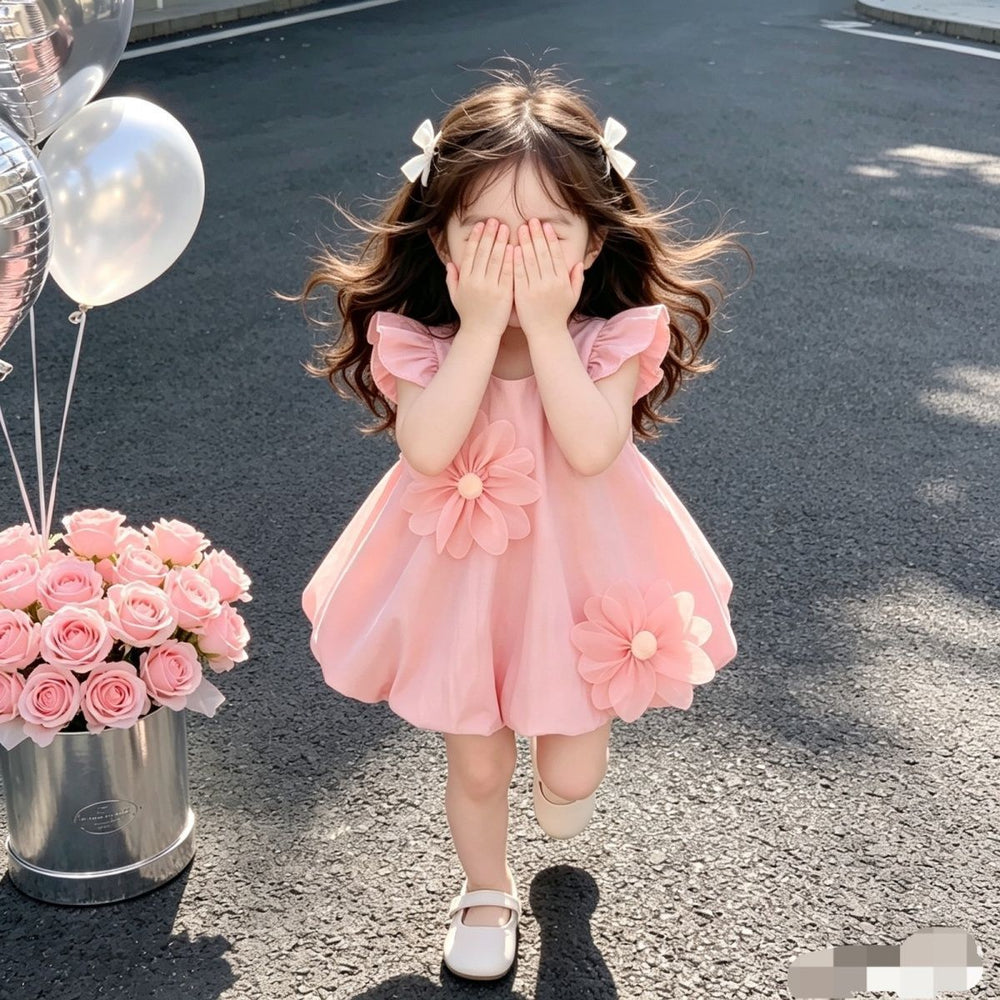 Girls' summer dress - stylish and trendy flutter sleeve princess dress for toddlers and babies - floral summer outfit