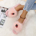 plus size rhinestone cotton slippers women's plush home slippers one-word fur slippers fall and winteroutwear slippers wholesale