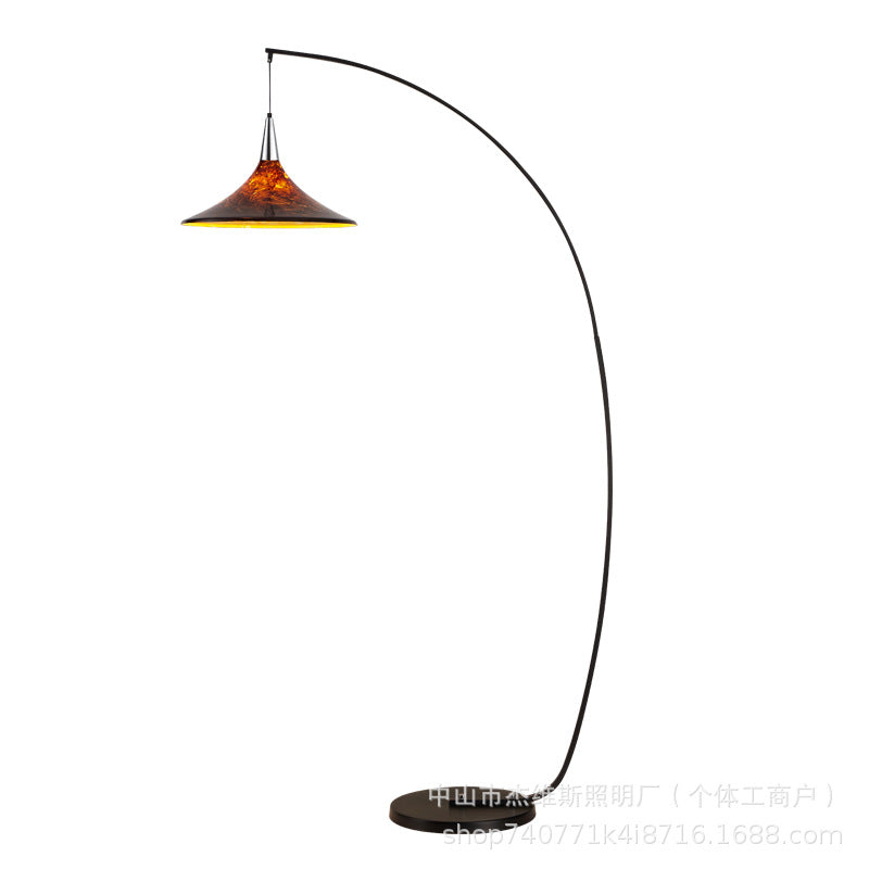 Used amber glass fishing floor lamp retro curved living room sofa side atmosphere floor lamp study b&b lamp
