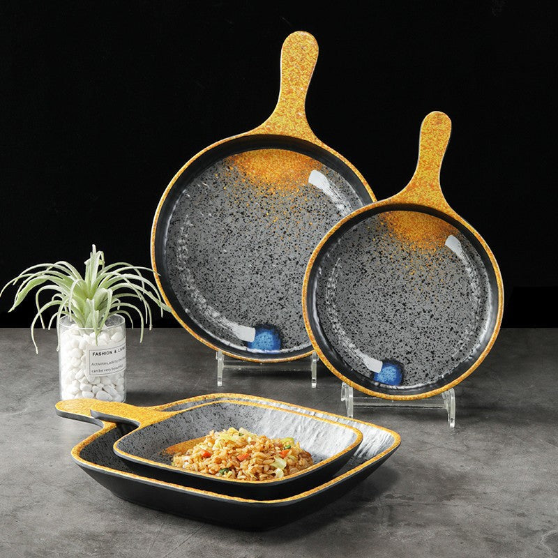 Melamine plate japanese plastic barbecue plate imitation porcelain round flat plate barbecue plate restaurant hot pot tableware dish plate commercial