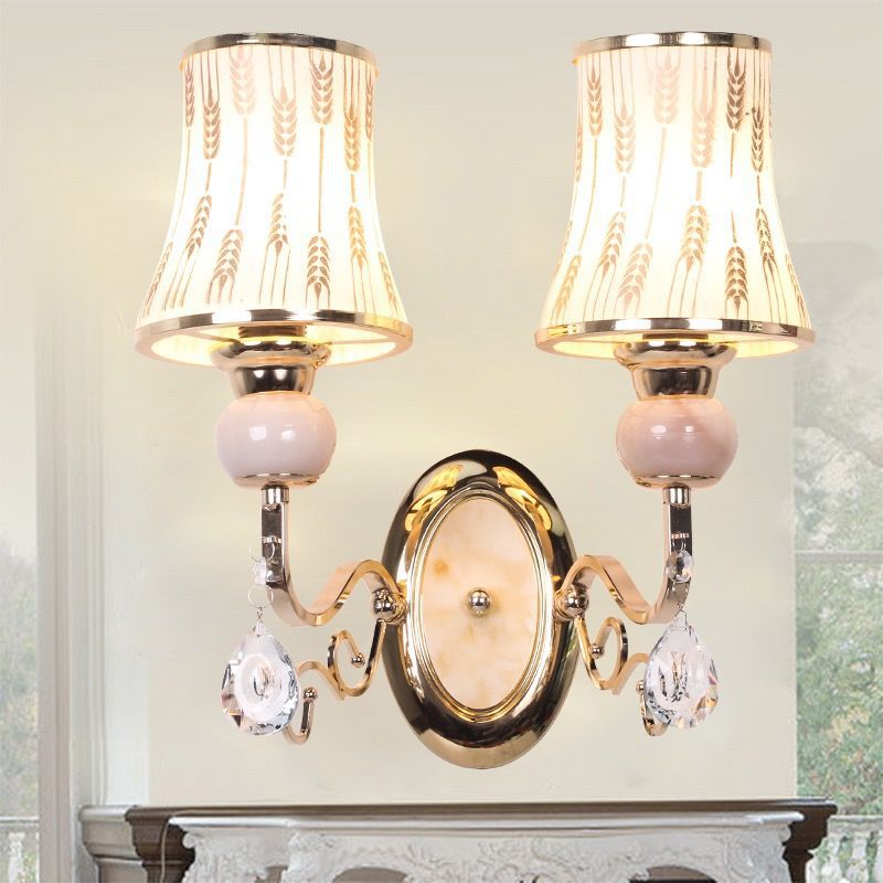 Wall lamp led bedside lamp bedroom room wall lamp glass high-end crystal wall lamp european yunlai