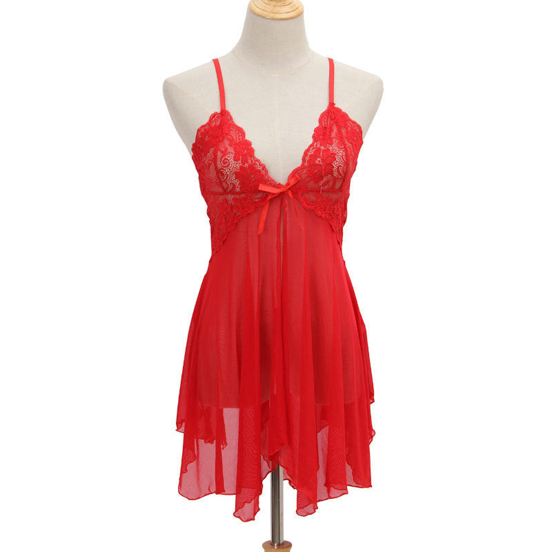 Sexy lingerie lace cut out see-through large size sexy lingerie nightgown source factory european and american cross-border hot style wholesale