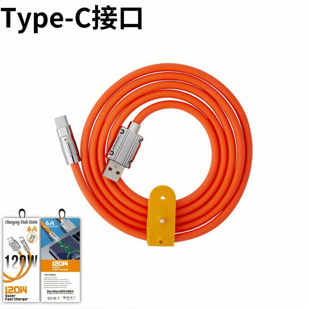 3-in-1 data cable, 120w supercharge cable, compatible with apple, huawei, and android phones, 3-in-1 6a data cable
