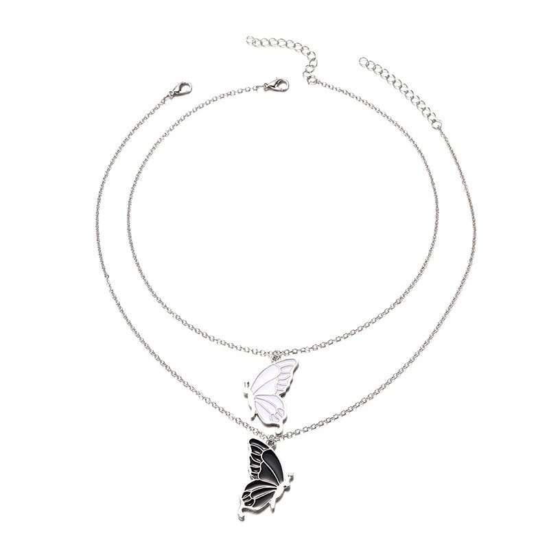Butterfly necklace wholesale european and american cross-border jewelry women's stylish exaggerated versatile alloy couple stacking autumn and winter sweater chain