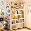 Steel bookshelf floor storage rack - home & kids book organizer, multi-tier wall-mounted storage for living room