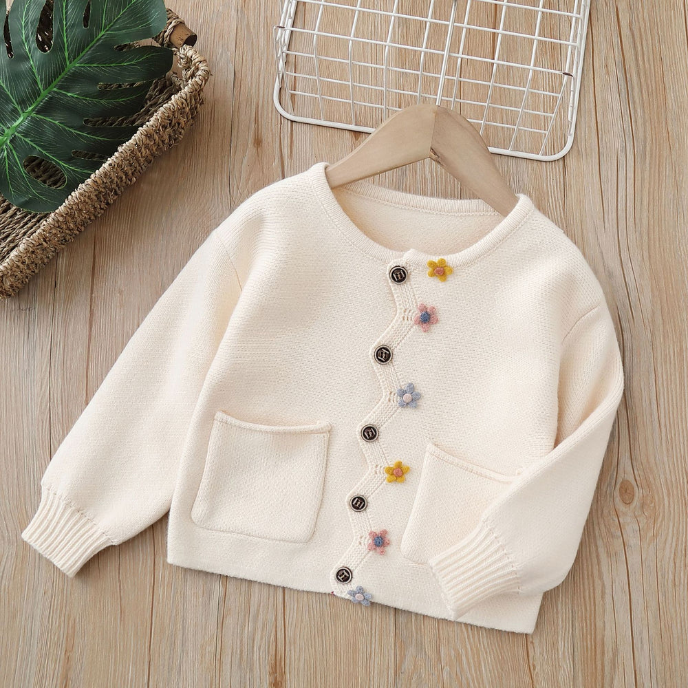 Girls' cardigan sweater,  autumn/winter new collection, kids' casual knit outerwear, handmade wool sweater top for baby girls