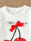 Children's clothing shein cross-border girlsuitwhite short-sleeved t-shirt + blue shorts