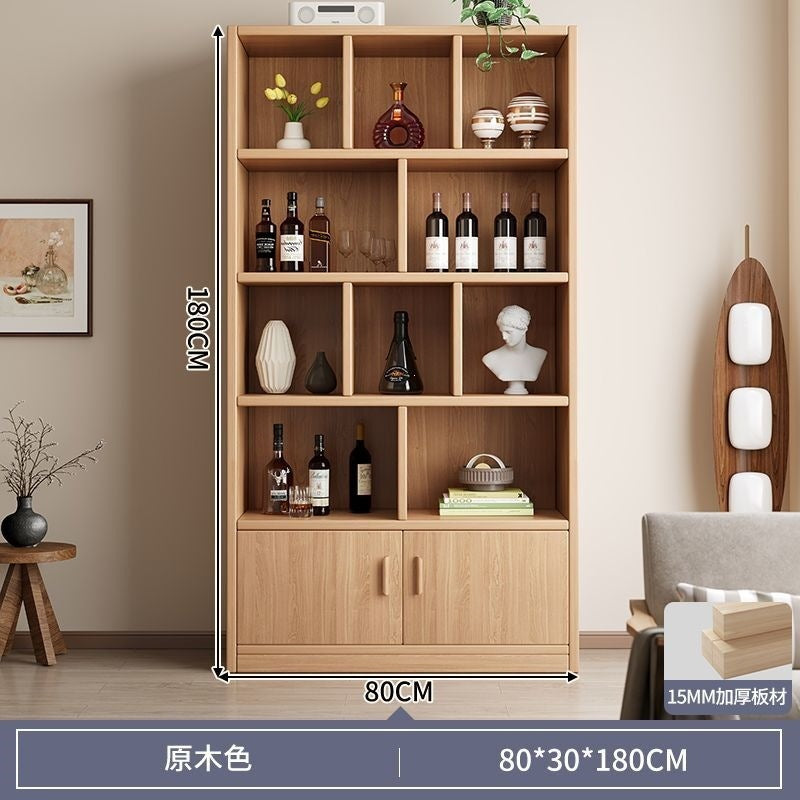 For homefloor-standing storage rack, whole wall storage cabinet, multi-layer solid wood wine cabinet, all-in-one wall bookcase, living room storage cabinet