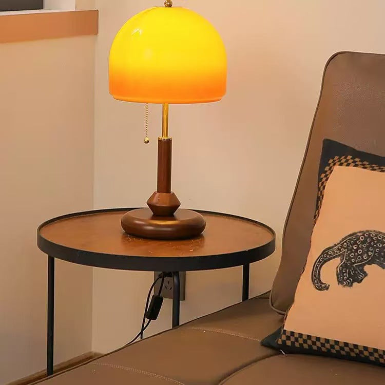 Used table lamp retro bedside lamp walnut color glass decoration warm bedroom classy creative gift table lamp