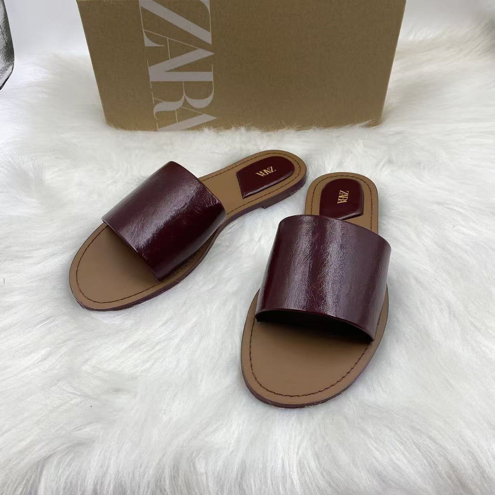 Za's new product 2025autumfashioneasiest for matchexport original single women's shoes single color elegant one-piece slippers breathable flats shoes