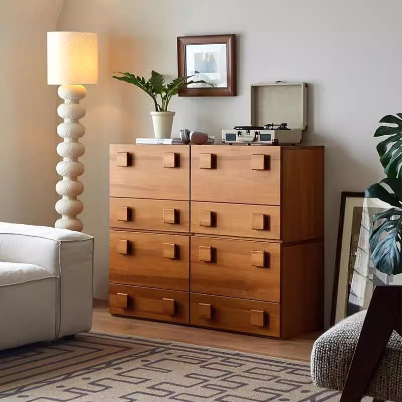 Nordic retro solid wood card door cabinet combination modular combination side cabinet medieval solid wood chest cabinet storage TV cabinet