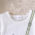 Children's clothing  fashion children's clothing kitten pattern white t-shirt + green shorts for women