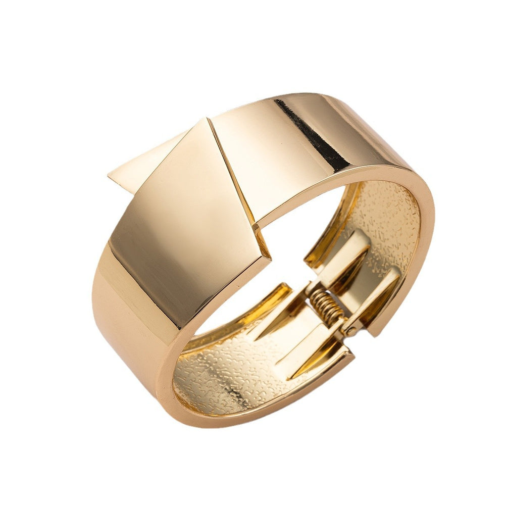 Fashion cross-border e-commerce new arrival jewelry fashion glossy plain ring bracelet wide open alloy bracelet exaggerated hand jewelry