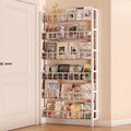 Kitchen door rear storage rack floor-standing punch-free wall-mounted bookshelf iron shelf wall space-saving ultra-thin storage rack