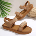 Plus size casual comfort velcro peep-toe sandals - versatile student style, breathable soft sole beach sandals