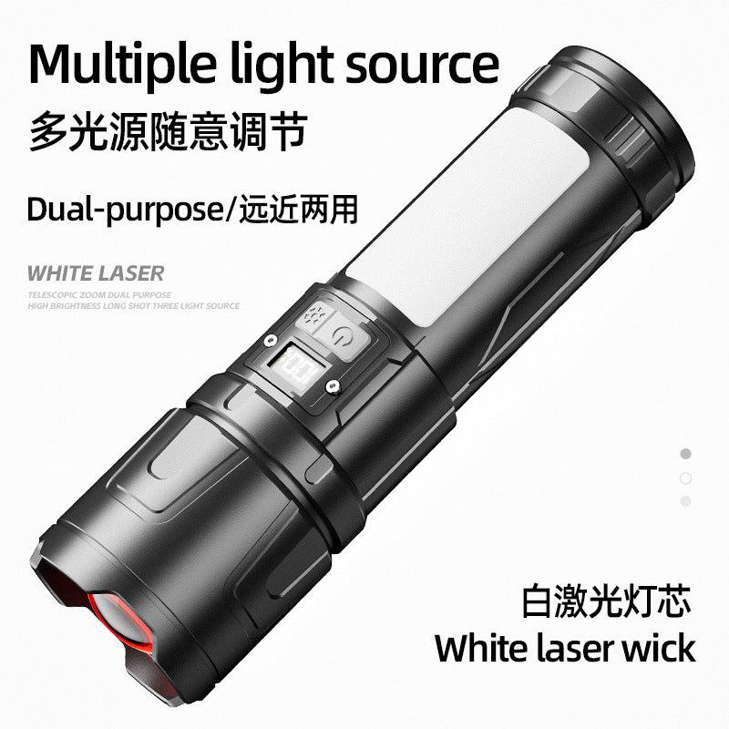 Cross-border new multi-functional charging flashlight convenient flashlight super bright aluminum alloy long battery life long-range flashlight strong light