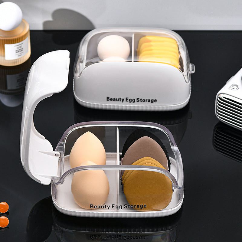 Beauty blender multi-layer storage box dust-proof clamshell type compartment portable sponge puff air cushion with lid storage box