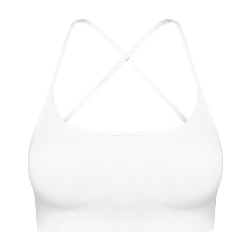 Fashionable thin strap criss-cross cutout back sports bra - low-impact yoga & pilates activewear bra - dw399