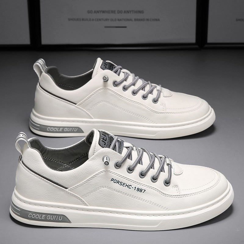 Men's casual leather shoes - spring/autumn 2025 new collection - men's white flat shoes - versatile winter sports white shoes for teens