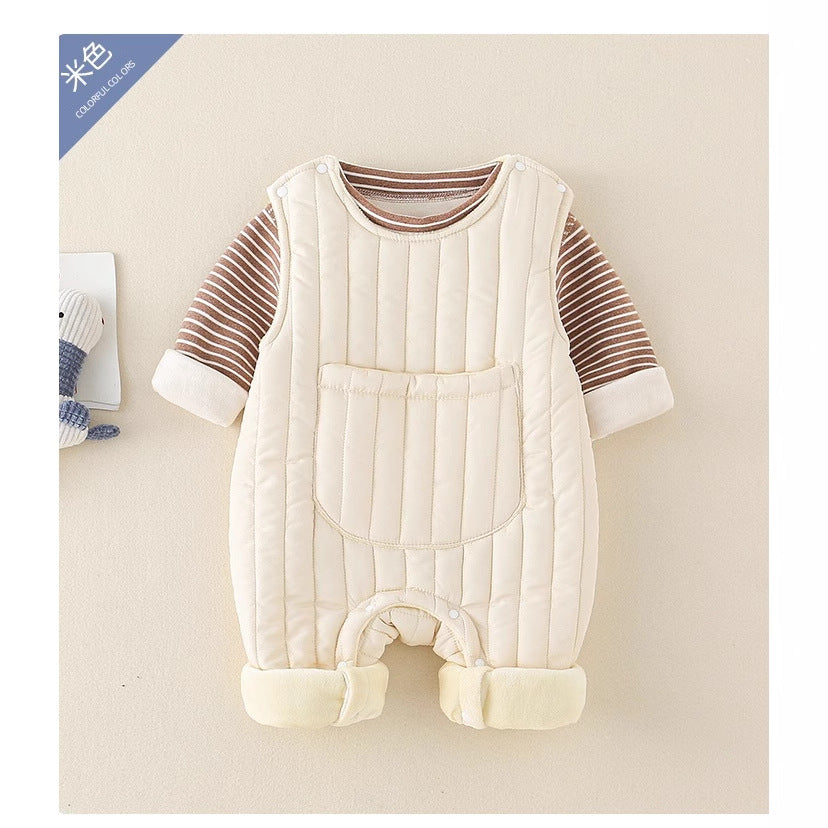 Baby rompers, overalls, and fleece-lined pants - newborn & toddler outerwear for autumn/winter