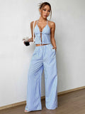 american suitstripes vest and stretch straight-leg pants casualtwo-piece set direct supply