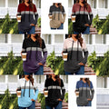 cross-border women's fashion color block warm knit pullover long sleeve hoodie top