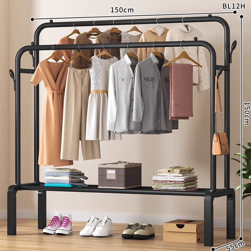 Clothes hanger floor-standing bedroom for home double-pole clothes drying rack clothes rack indoor clothes coat rack thickened balcony clothes pole