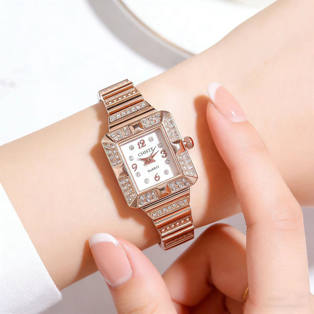 New arrival square light luxury fashion women's watch women's style ins cold wind chain diamond-encrusted student party cross-border women's watch