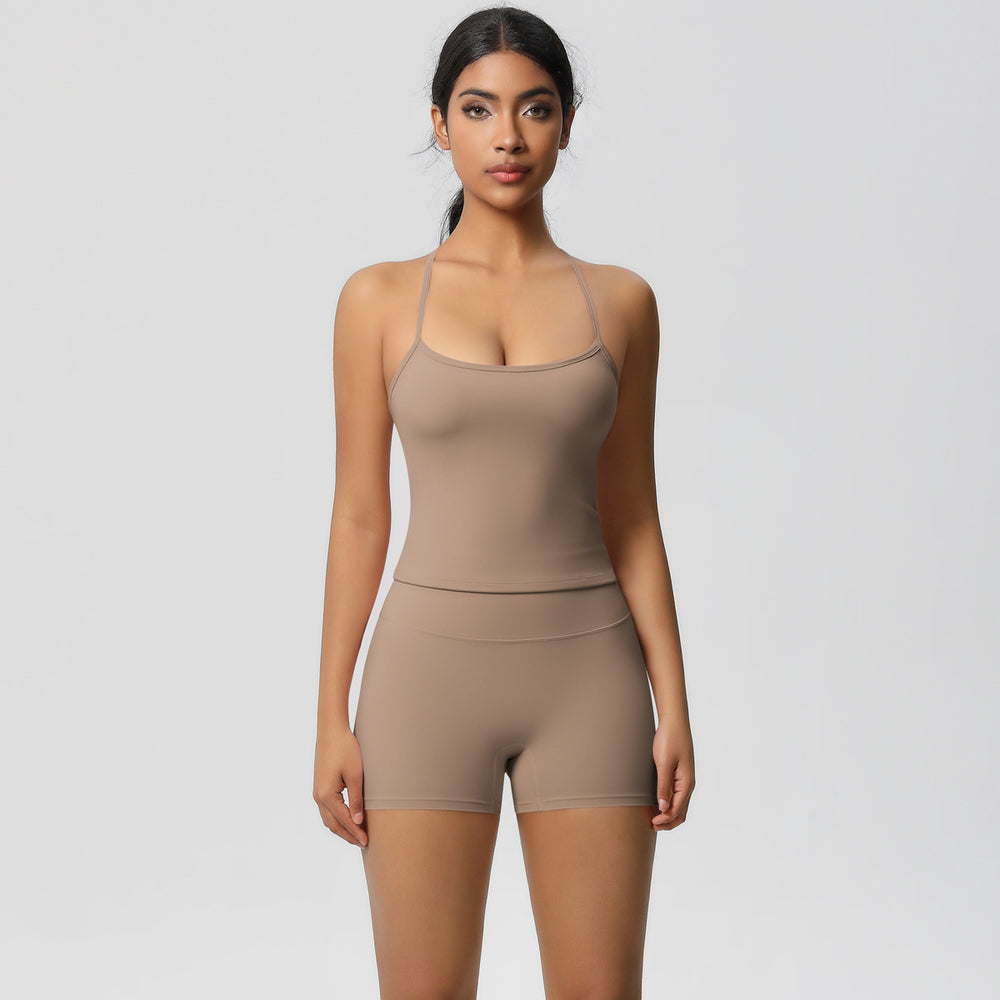 new arrivalpure color suspender beautiful back sports bra suithigh waist hip lifting running fitness yoga suit for women