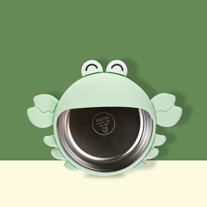 Children's silicone complementary food bowl feeding stainless steel anti-scalding baby eating plate baby special tableware independent