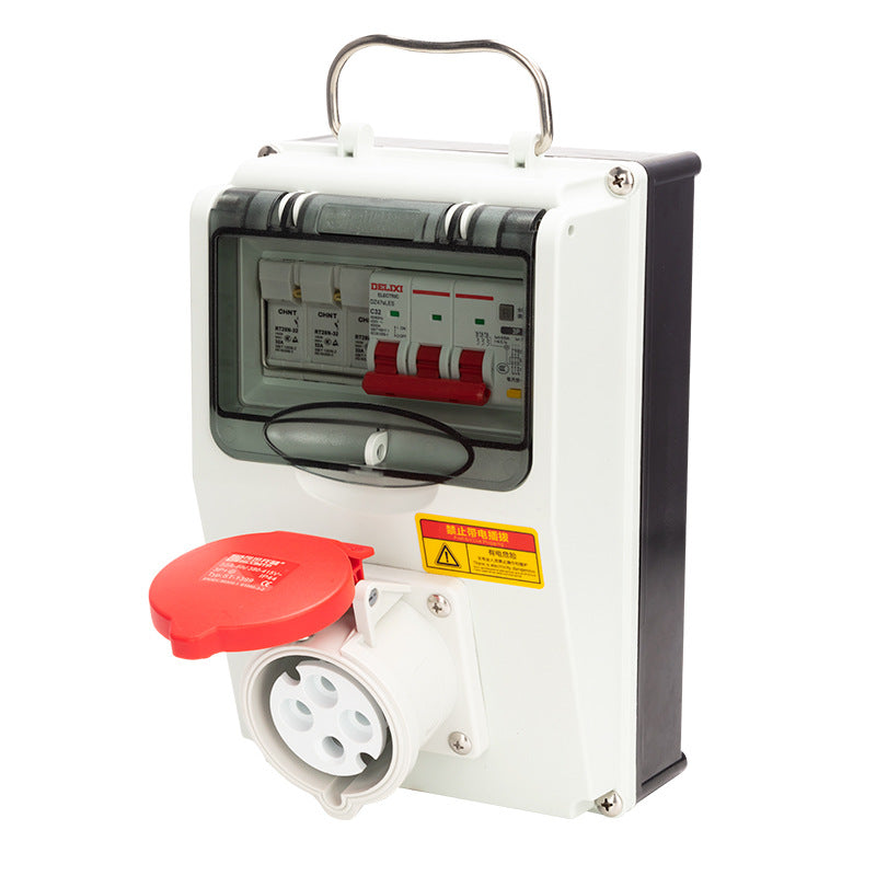 Portable socket box 220V outdoor waterproof and dustproof industrial grade distribution box Portable wall-mounted construction site socket box