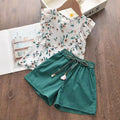 Girls' summer outfit set: korean style, trendy clothes,  new collection, girls' summer short-sleeve two-piece set for kids