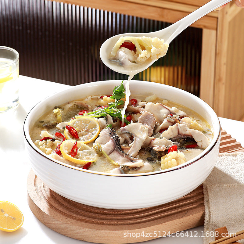 Wholesale for home large soup bowl extra large gold rim pickled fish large bowl ceramic large bowl boiled fish bowl large soup bowl