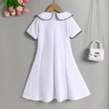 new girls' summer doll collar princess dress - stylish and chic short-sleeve dress for school-age girls