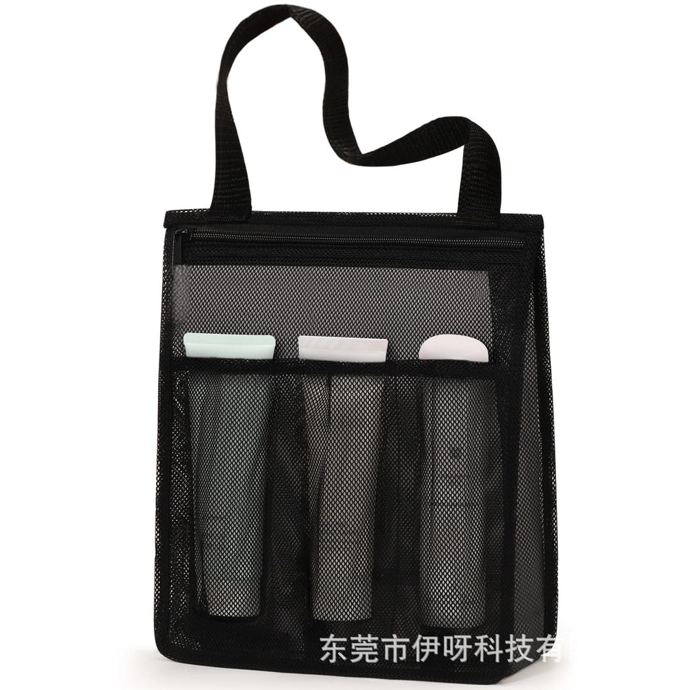 Beach mesh bag bath basket bathing pouch large capacity swimming gym bag seaside handheld storage hanging bag wet and dry separation