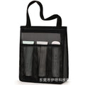 Beach mesh bag bath basket bathing pouch large capacity swimming gym bag seaside handheld storage hanging bag wet and dry separation