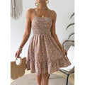 fashion  summer new arrival holiday floral pleated ruffles casual suspender dress for women