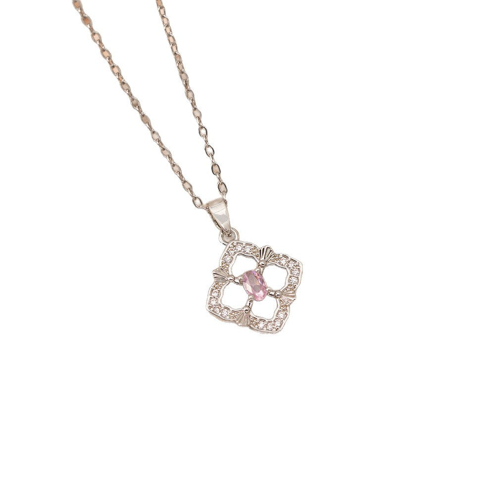 【titanium steel】european and american fashion hot-selling four-leaf clover necklace - women's high-end, stylish, minimalist new clavicle chain accessory