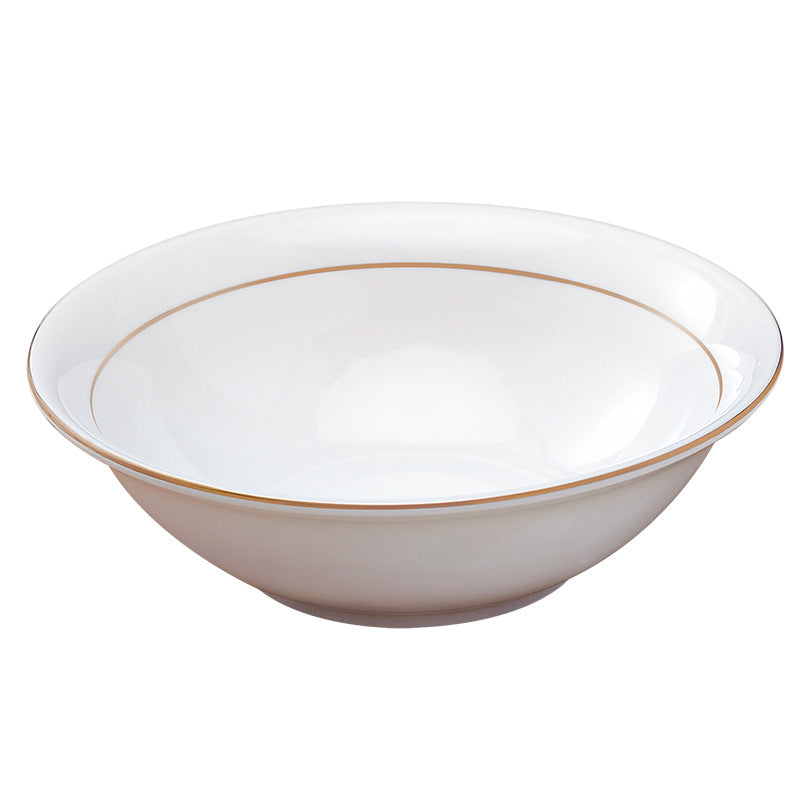 Wholesale gold-rimmed ceramic hat bowl, wing bowl, meat bowl, pure white rice bowl, vegetable bowl, soup bowl, noodle bowl, soup noodle bowl