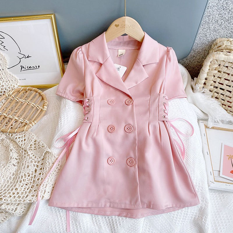 new girls' summer dress - lightweight korean style, slimming, elegant blazer dress for toddler and young girls, princess style