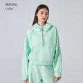 Fall and winterfleece-linedheattech yoga wear half-zip hooded sweatshirt outdoor fitness loose sports tops women's daw139